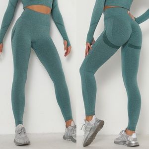 High Waist Seamless Teal Butt Lifting Yoga Pants